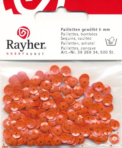 3926934 Pailletten gewölbt 6mm orange 500 Stück