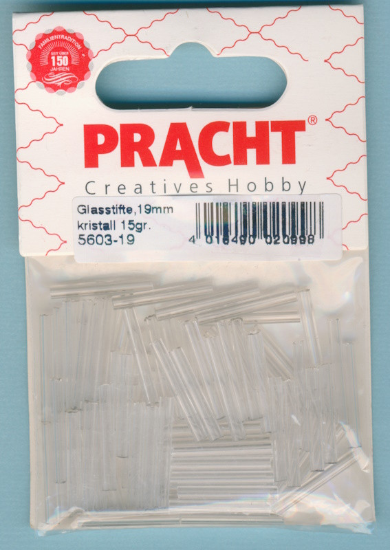 560319 Glasperlen Stifte 19mm kristall 15g