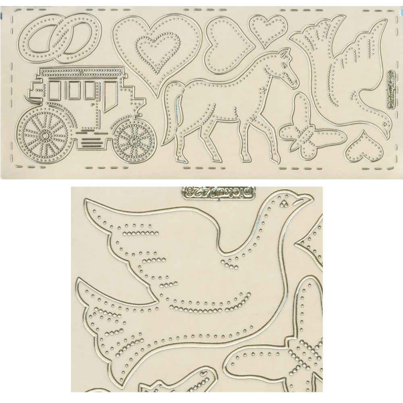 pu428g Sticker Hochzeit 5 gold transparent