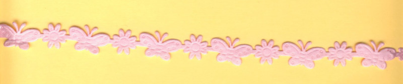 5159616 Dekoborte Schmetterlinge mit Blumen 15mm rosa 5m