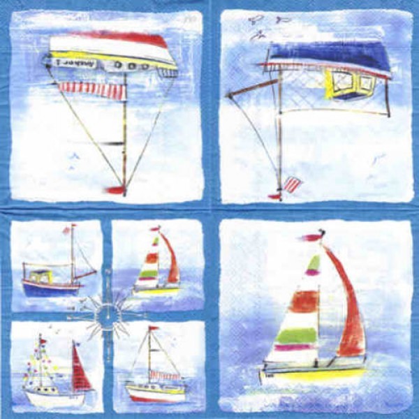 Serviette Sailboats blue