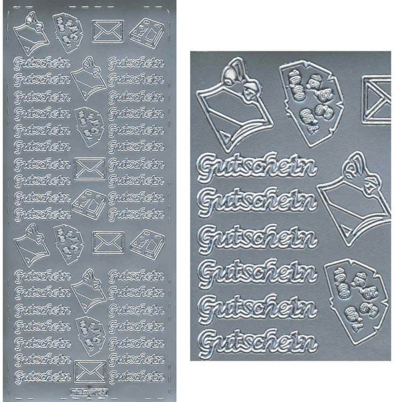 pu037s Sticker Gutschein 2 silber