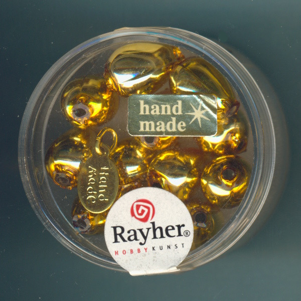 1480806 Glas Tropfenperlen 14x9mm gold 12 Stück