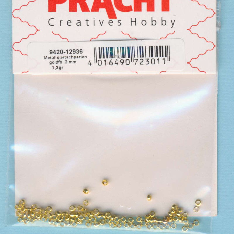 9420-12936 Quetschperlen 2mm goldfarben 1,3g