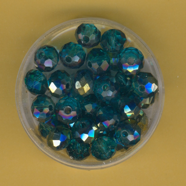 a0348818 Glasschliffperlen Rondelle 6x8mm türkis AB 32 Stück