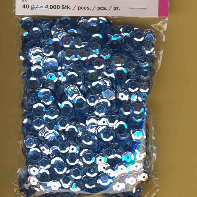 1026847 Pailletten gewölbt 6mm hellblau 40g
