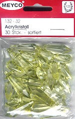 Acrylkristall gelb 30 Stück sortiert