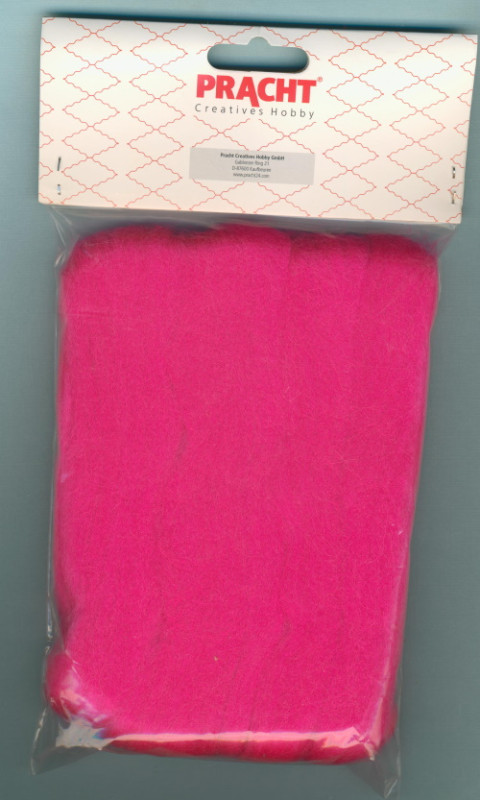 519900607 Kammzugwolle zum Filzen neonpink 50g