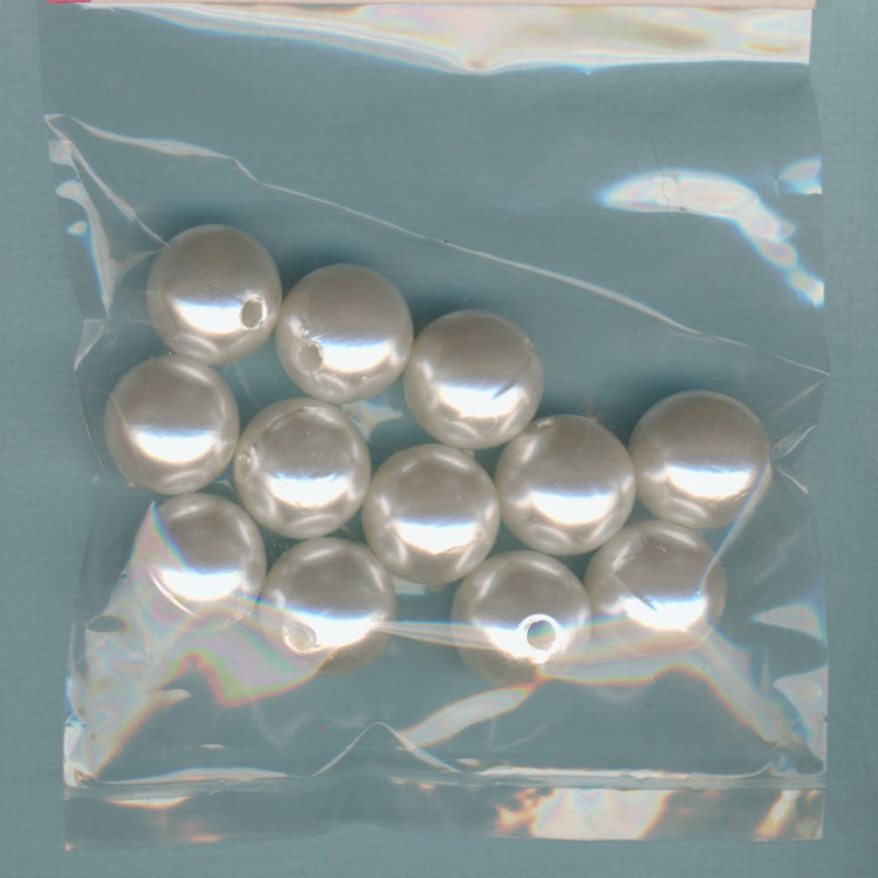 1031901 Wachsperlen 14mm weiß 12 Stück