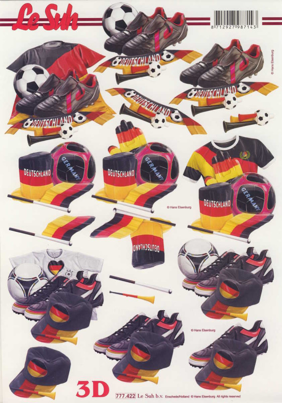777.422 3D Motivbogen A4 Fussball 2