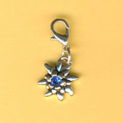 502115171 Metall Schmuckanhänger Edelweiss 15mm platin safir