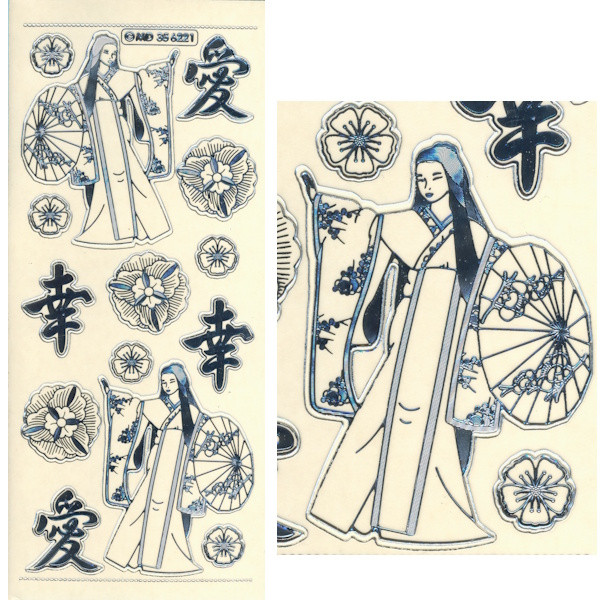 kv356221g Sticker Geisha silber transparent