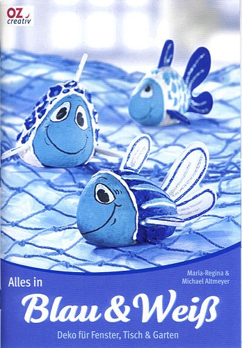 Buch Blau und Weiß Deko für Fenster, Tisch und Garten