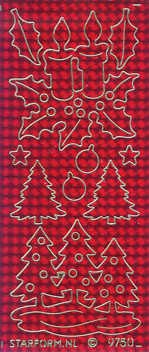 8110 Hologramm-Sticker Weihnacht rot