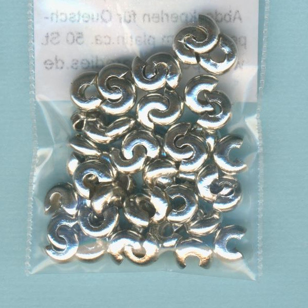 h0305091 Abdeckperlen für Quetschperlen 5mm silber 50 Stück