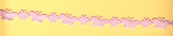 5159616 Dekoborte Schmetterlinge mit Blumen 15mm rosa 5m