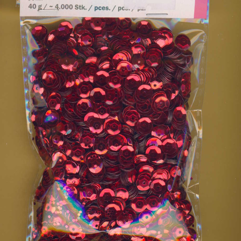 1026828 Pailletten gewölbt 6mm rot 40g