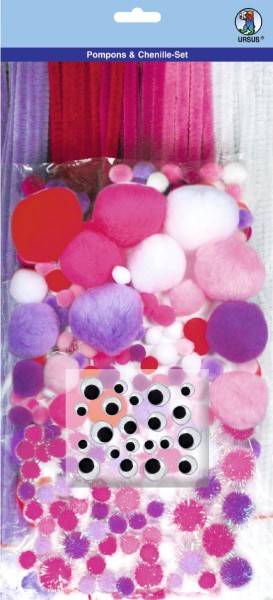 Pompons & Chenille-Set Pink-Mix