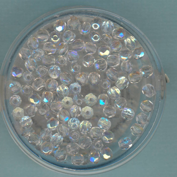 0730-03144 Glasschliffperlen 3mm transparent kristall AB 100 Stück