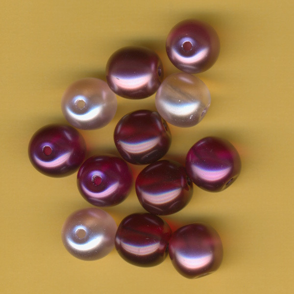 14491000 Glaswachsperlen 14mm halb-transp. lila mix 12 Stück