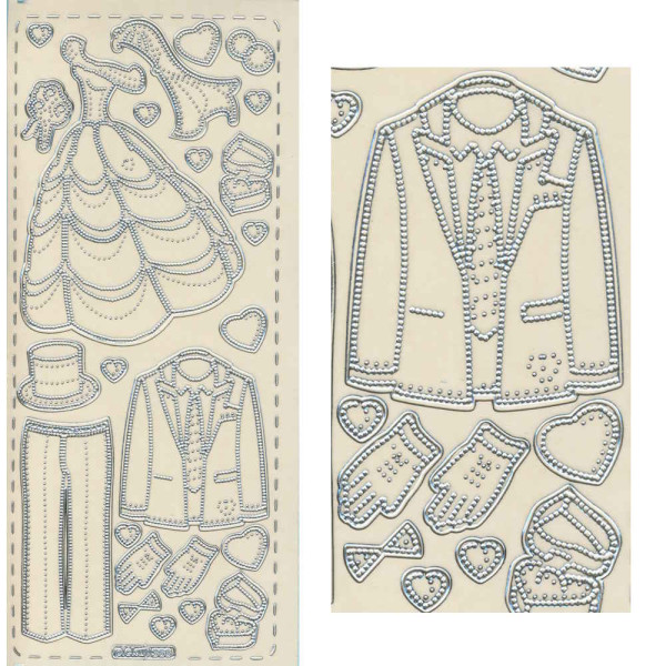 pu366s Sticker Hochzeit 4 silber transparent
