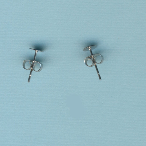 yw001435 304 Edelstahl Ohrstecker flach 5mm platin 2 Stück