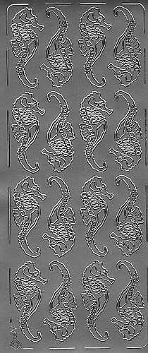 pu076s Sticker Seepferdchen silber