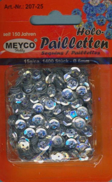 20725 Pailletten gewölbt 6mm hologramm silber 15g