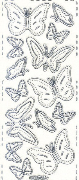 pu361si Sticker Schmetterling 6 silber irisierend
