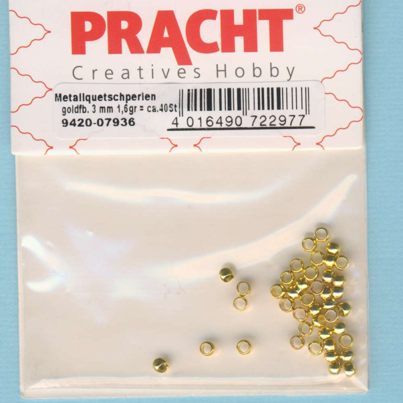 9420-07936 Quetschperlen 3mm goldfarben 1,6g