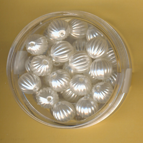 0816-08314 Wachsperlen Rillenperlen 8mm weiß 30 Stück