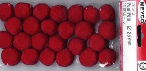 28543 Pom Pom 25mm rot 25 Stück