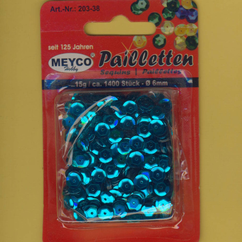 20338 Pailletten gewölbt 6mm eisblau metallic 15g