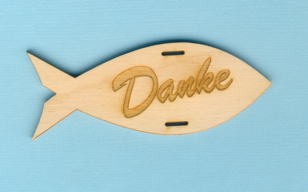 kfh3980 Holz Deko Fisch 80mm mit Danke graviert