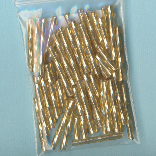 34059795 Glasperlen Stifte 25mm gold Silbereinzug gedreht 15g