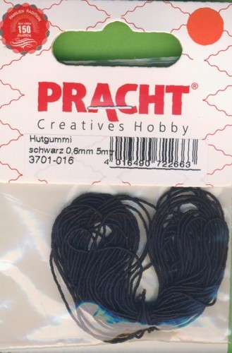 Hutgummi 0,6mm schwarz 5m