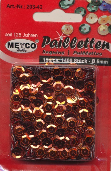 20342 Pailletten gewölbt 6mm orange metallic 15g