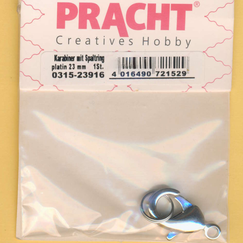0315-23916 Karabiner mit Spaltring 23mm platin