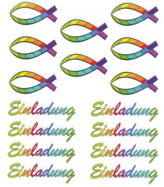 hf3452413 Hobby Design Sticker Einladung Regenbogen-Fisch