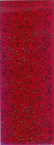 Wachsplatte 22,5x9cm rot mit goldenen Sternen