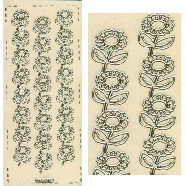 pu559gi Sticker Blumenborte 3 gold irisierend