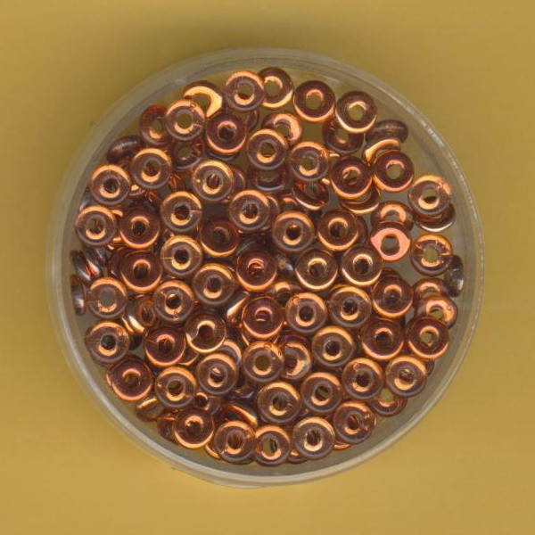 5027137 Glasperlen O-Beads 1x4mm kristall kupfer 5g