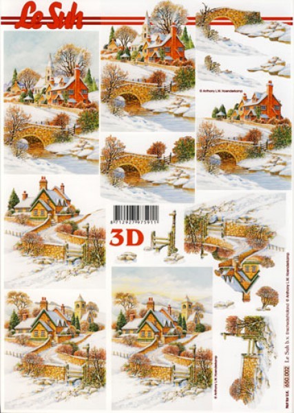 3D-Motivbogen Häuser im Winter3