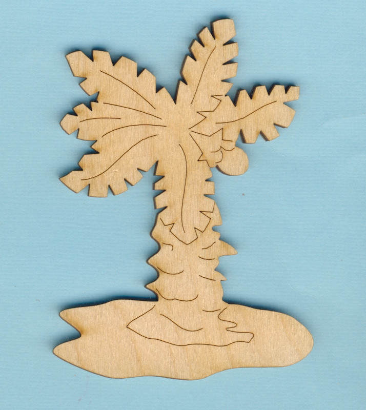 ban8710 Holz Deko Palme mit Insel 10cm