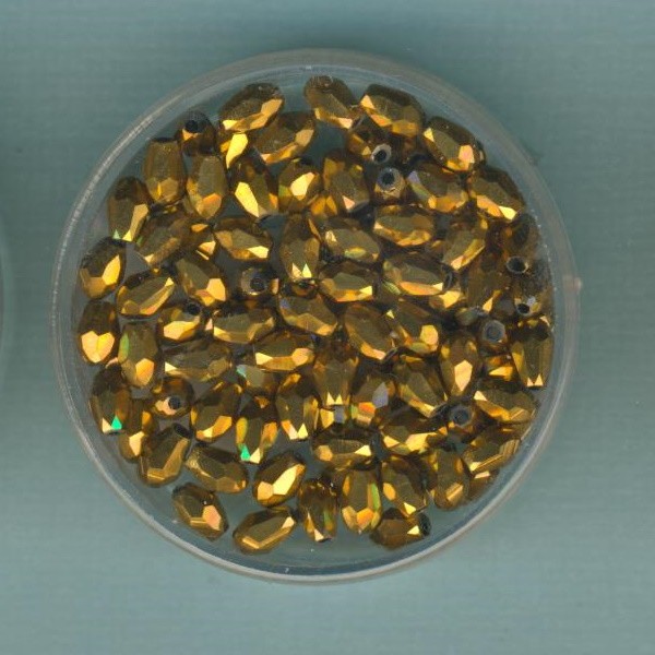 31872 Glasschliffperlen Tropfen 3x5mm gold 100 Stück