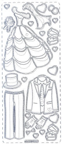 pu366s Sticker Hochzeit 4 silber transparent