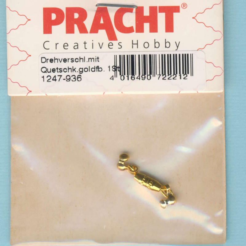 1247-936 Drehverschluss 15mm mit Quetschkalotten goldfarben