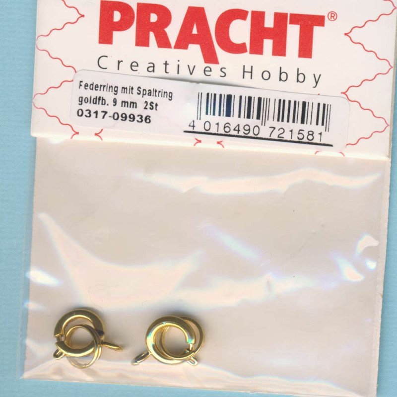 0317-09936 Federring mit Spaltring 9mm goldfarben 2 Stück