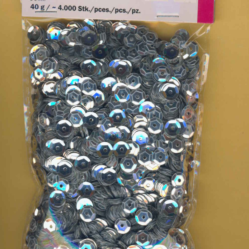 1026891 Pailletten gewölbt 6mm silber 40g