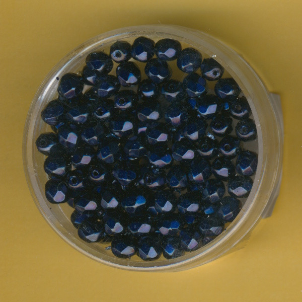 4034629 Glasschliffperlen 4mm feuerpoliert dunkelblau metallic 100 Stück